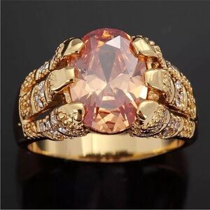 Mens Solitaire Champagne Cz Yellow Gold Plated Wedding Rings Gift Ring size 8/9